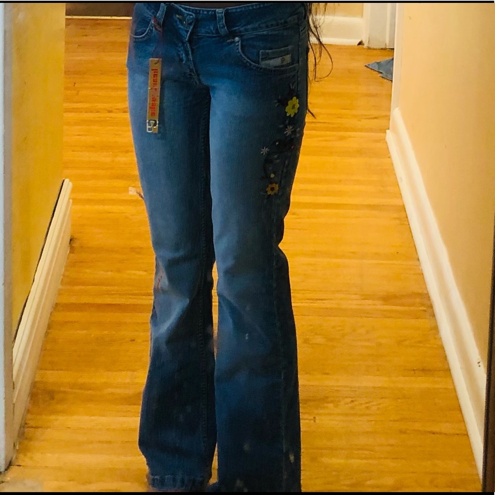 Blue embroidered jeans vintage